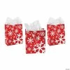 Brand new 🧨 7 1/4" x 9" Medium Red & White Snowflake Gift Bags with Tags - 12 Pc. 🌟