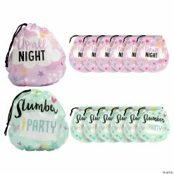 Promo 🥰 7 3/4" x 8 1/2" Slumber Party Favor Plastic Drawstring Bags - 12 Pc. 🔥
