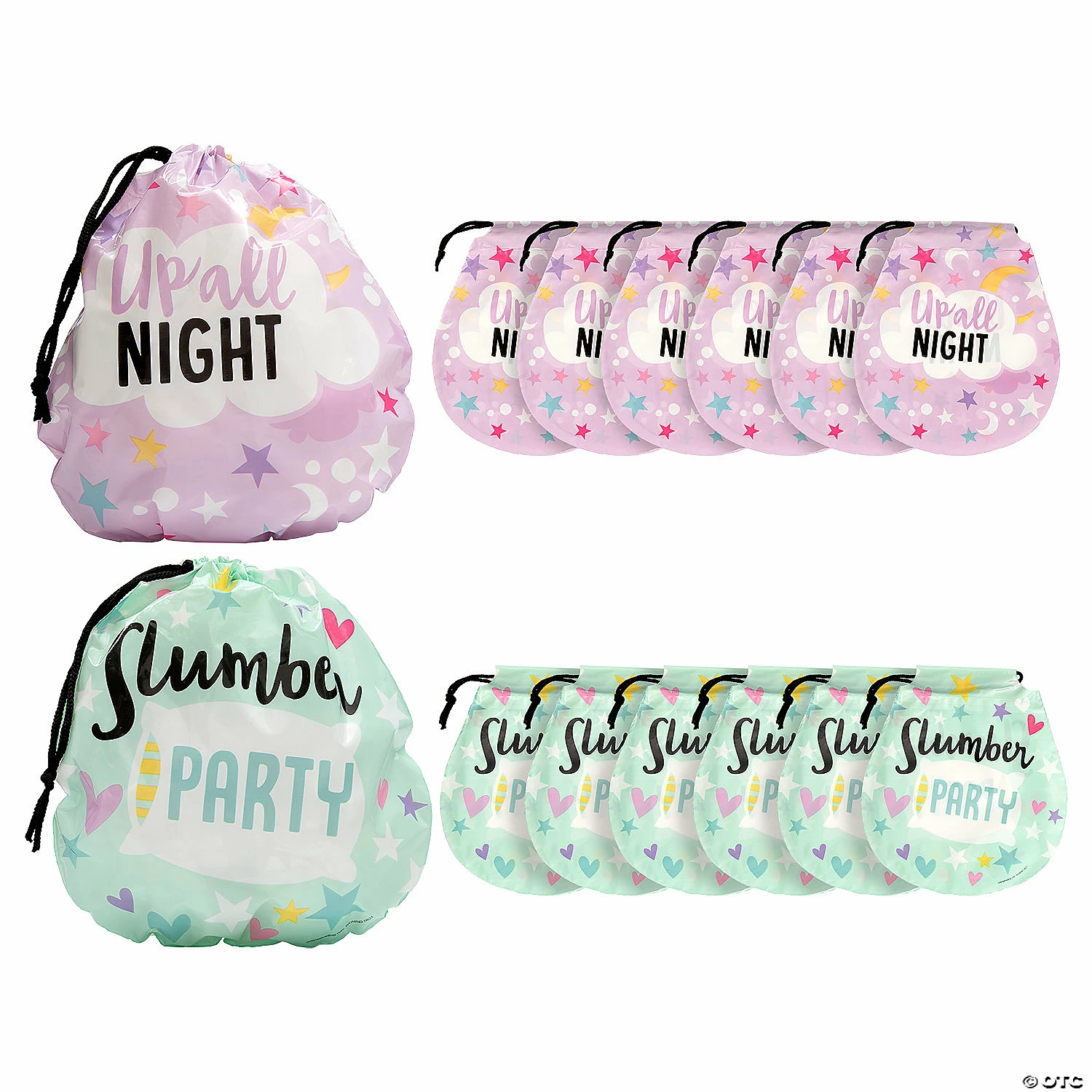 Promo π₯° 7 3/4" x 8 1/2" Slumber Party Favor Plastic Drawstring Bags - 12 Pc. π₯ 1 Promo π₯° 7 3/4" x 8 1/2" Slumber Party Favor Plastic Drawstring Bags - 12 Pc. π₯