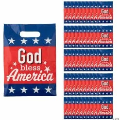 Promo βοΈ 7" x 9 1/2" Faith Fourth of July Plastic Goody Bags - 50 Pc. π