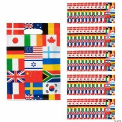 Cheap 🥰 8 1/2" x 12" Flags of All Nations Plastic Goody Bags - 50 Pc. ✨