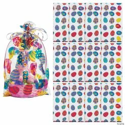 Budget 😍 9 3/4" x 6 1/4" x 17 3/4" Large Easter Basket Cellophane Bags - 12 Pc. 🔥