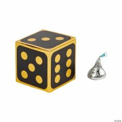 Cheap 🎁 Black & Gold Dice Favor Boxes 🔔