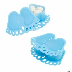 Best Sale 😉 Blue Baby Foot Favor Boxes - 12 Pc. 🌟