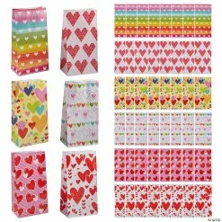 Outlet 🔔 Bulk 5" x 10" Valentine’s Day Paper Treat Bag Assortment - 144 Pc. 👍