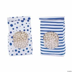 Wholesale ✔️ Patterned Tin Tie Treat Bags with Window - 12 Pc. ⭐