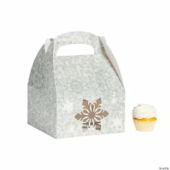 Promo 🔔 Galvanized Silver Snowflake Treat Boxes - 6 Pc. ⭐