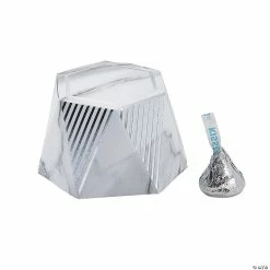 Deals 🎉 Geometric Silver Marble Favor Boxes - 24 Pc. 🎁