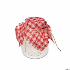 Budget ๐ Gingham Rustic Plastic Favor Jar - 12 Pc. โจ