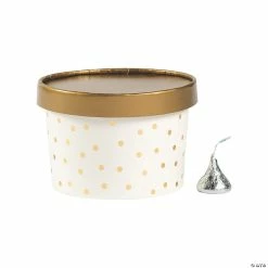 Hot Sale 🥰 Gold Polka Dot Round Favor Boxes with Lids - 12 Pc. 🔥