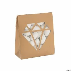 Discount 😀 Gold Tented Favor Boxes with Diamond-Shaped Window - 12 Pc. 🎉