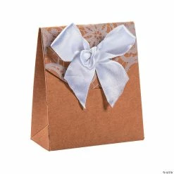 Cheap 🧨 Kraft Paper Tented Favor Boxes with Lace - 24 Pc. ✔️