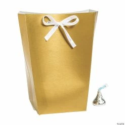 Discount ❤️ Large Gold Favor Boxes with Ribbon - 24 Pc. ✔️