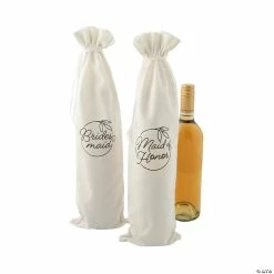 Hot Sale 😉 Maid of Honor & Bridesmaid Wine Drawstring Bags - 6 Pc. ✨