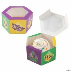 Coupon ๐ Mardi Gras Hexagon Favor Boxes with Window - 12 Pc. โจ