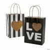 New 🎁 Medium Black & Gold Glitter Wedding Love Kraft Paper Gift Bags - 12 Pc. 😉