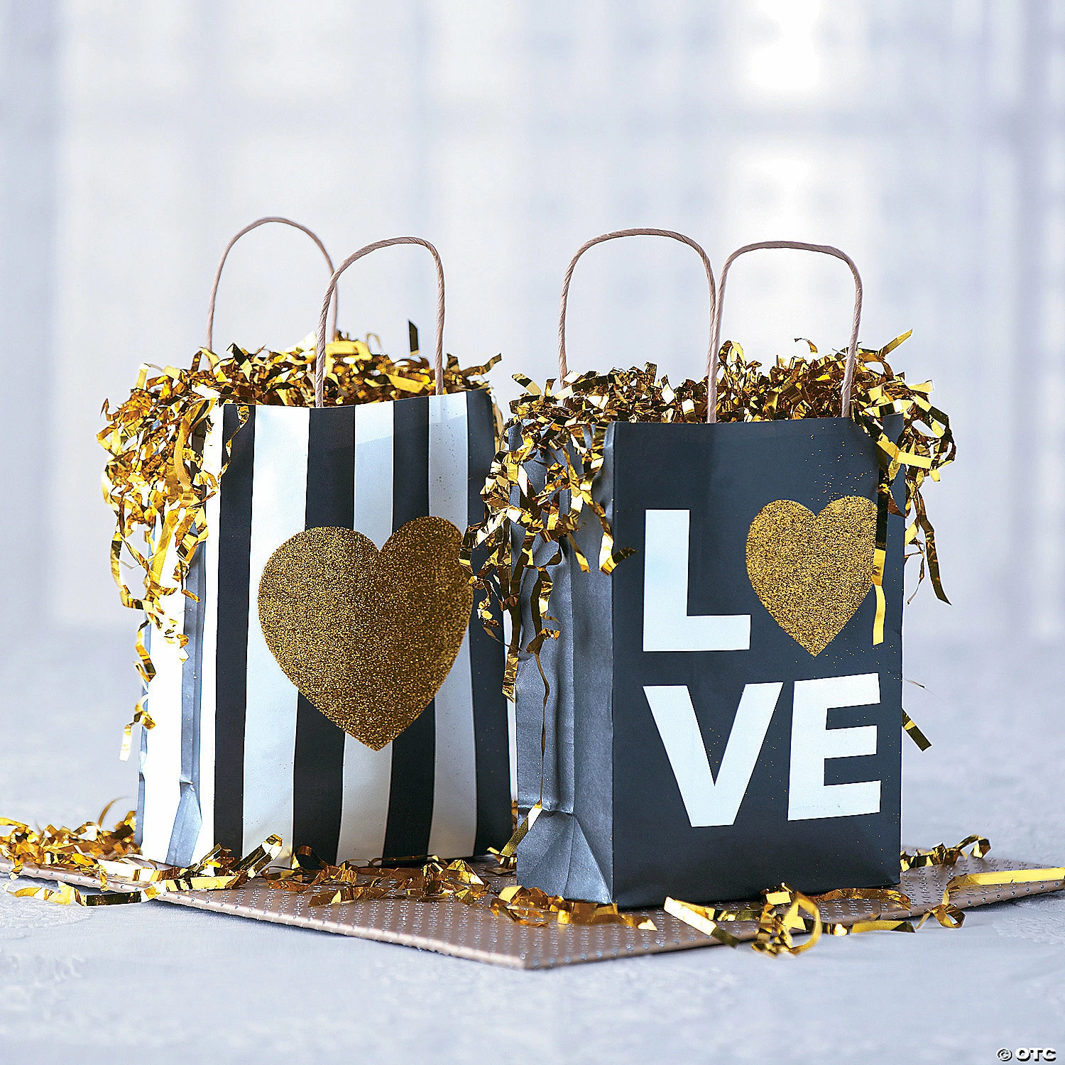 New π Medium Black & Gold Glitter Wedding Love Kraft Paper Gift Bags - 12 Pc. π 2 New π Medium Black & Gold Glitter Wedding Love Kraft Paper Gift Bags - 12 Pc. π - Image 2