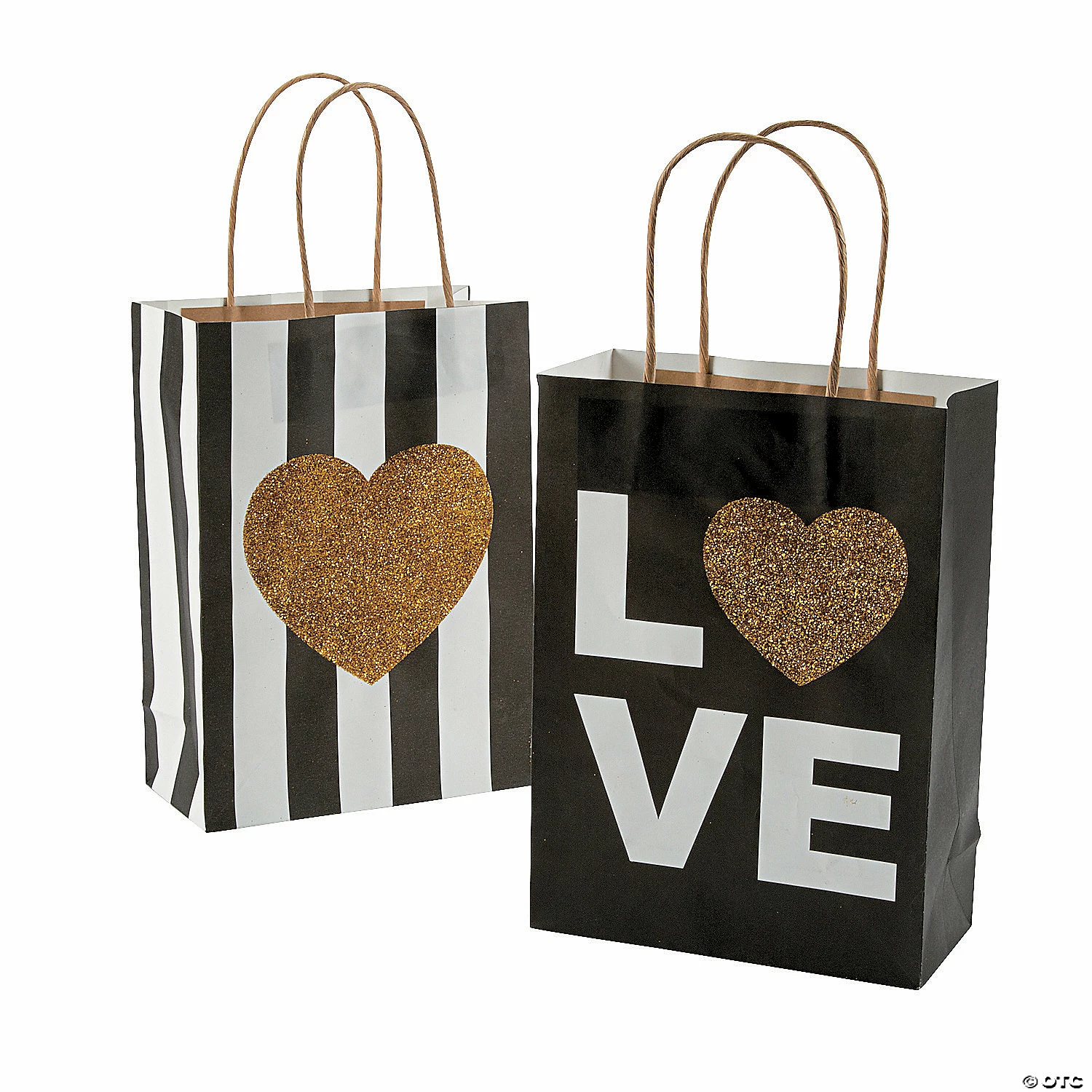 New π Medium Black & Gold Glitter Wedding Love Kraft Paper Gift Bags - 12 Pc. π 1 New π Medium Black & Gold Glitter Wedding Love Kraft Paper Gift Bags - 12 Pc. π