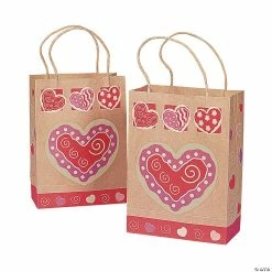 Outlet ✨ Medium Brown Valentine Gift Bags - 12 Pc. ❤️