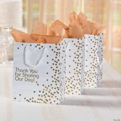 Outlet π Medium Gold Dot Wedding Thank You Paper Gift Bags with Tags - 12 Pc. π 5 Outlet π Medium Gold Dot Wedding Thank You Paper Gift Bags with Tags - 12 Pc. π -Party Bags & Containers Shop medium gold dot wedding thank you paper gift bags with tags 12 pc 13674630 a02