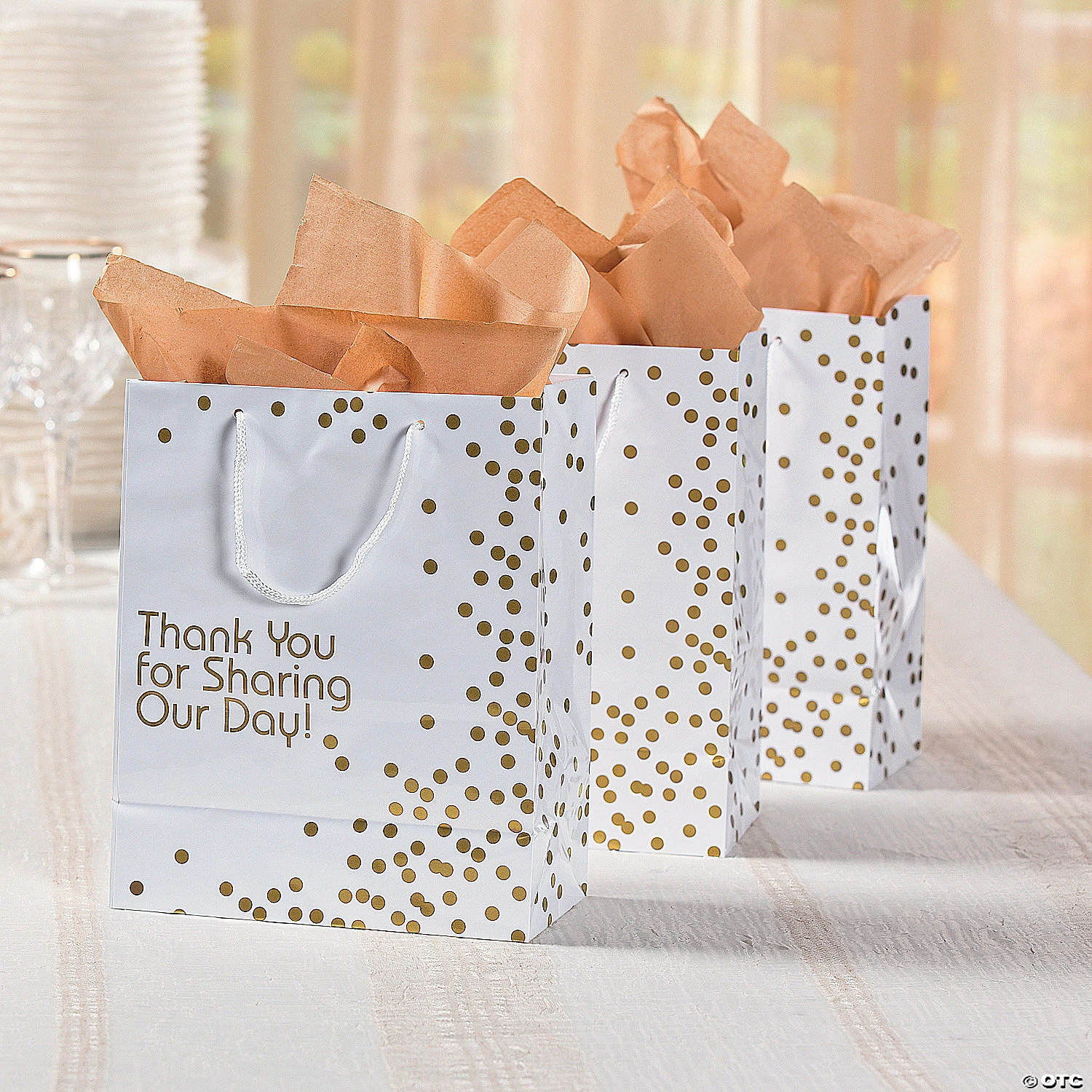 Outlet π Medium Gold Dot Wedding Thank You Paper Gift Bags with Tags - 12 Pc. π 3 Outlet π Medium Gold Dot Wedding Thank You Paper Gift Bags with Tags - 12 Pc. π - Image 3
