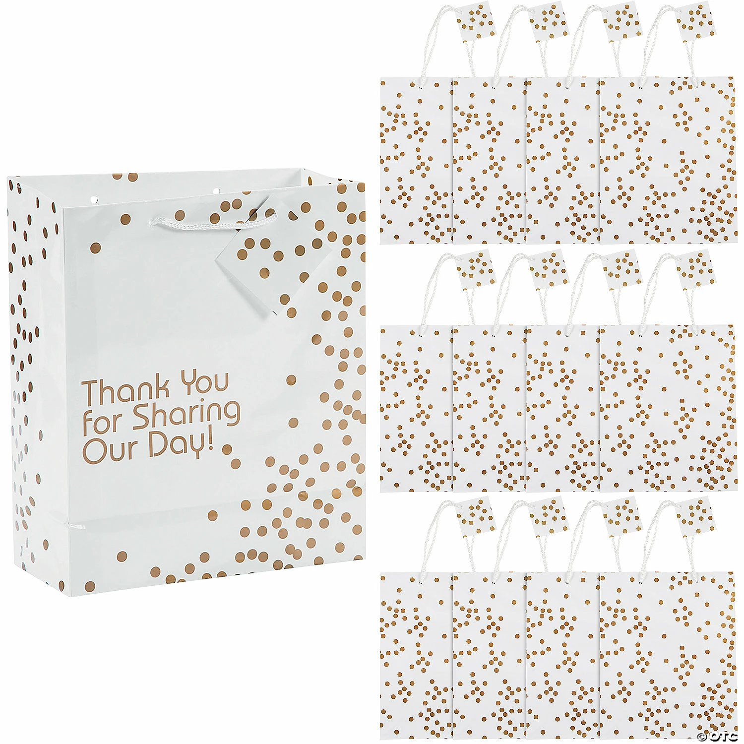 Outlet π Medium Gold Dot Wedding Thank You Paper Gift Bags with Tags - 12 Pc. π 1 Outlet π Medium Gold Dot Wedding Thank You Paper Gift Bags with Tags - 12 Pc. π