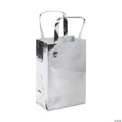 Deals 👍 Medium Silver Foil Gift Bags - 12 Pc. 🔔