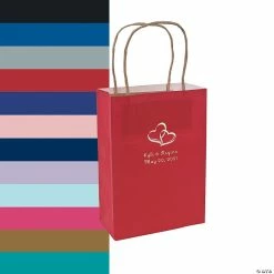 Brand new 👏 Medium Two Hearts Personalized Kraft Paper Gift Bags with Gold or Silver Foil - 12 Pc. ✔️