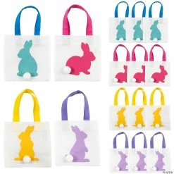 Outlet ๐ Mini Easter Bunny Silhouette Nonwoven Tote Bags -12 Pc. ๐