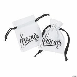 Deals 😉 Mini Gracias Drawstring Favor Bags - 12 Pc. 🧨