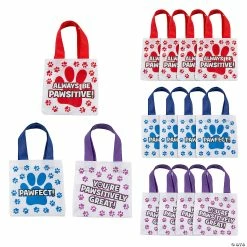 Coupon π Mini Paw Print Motivational Nonwoven Tote Bags - 12 Pc. β