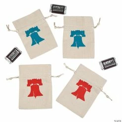 Coupon 😍 Mini Rustic Patriotic Canvas Drawstring Treat Bags - 12 Pc. 🥰