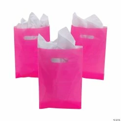 Wholesale 😉 Solid Color Plastic Goody Bags - 50 Pc. 🥰 -Party Bags & Containers Shop neon pink plastic goody bags 50 pc 13964233 a02
