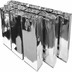 Cheap 🎉 OccasionALL- Large Silver Metallic Foil Paper Gift Bags with Handles for 🥳 Birthday Parties 12 Pack 10x5x13 👍