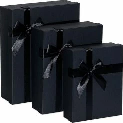 Cheapest 🎁 OccasionAll- Luxury Black Gift Boxes Set with Elegant Ribbon Bows for 🥳 Birthday Parties 3 Piece ⌛
