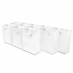 Flash Sale ✨ OccasionALL- Medium White Designer Paper Bags with Handles for 🥳 Birthday Parties 12 Pack 7.5x3.5x9 🥰