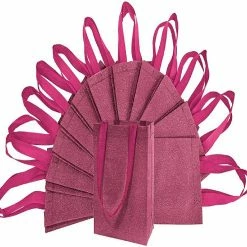 Best Pirce 🎉 OccasionALL- Small Metallic Red Reusable Glitter Gift Bags with Handles, 🥳 Birthday Party Favor Bags Bags for Weddings, Holidays and All Occasions 12 Pack 6x3x8 🥰