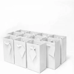 Best Sale 🔔 OccasionAll- Small White Gift Bags - 120 Pack Extra Small Paper Gift Bags with Handles, Mini Designer Gift Wrap Bags in Bulk for 🎂 Birthdays, Holidays 4x2.75x4.5 🥰