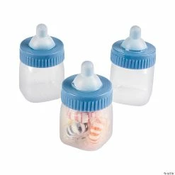 Promo ✔️ Pastel Blue Baby Bottle Favor Containers - 12 Pc. 😍