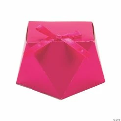 Budget 💯 Pink Geometric Favor Boxes with Bow - 12 Pc. 🎁