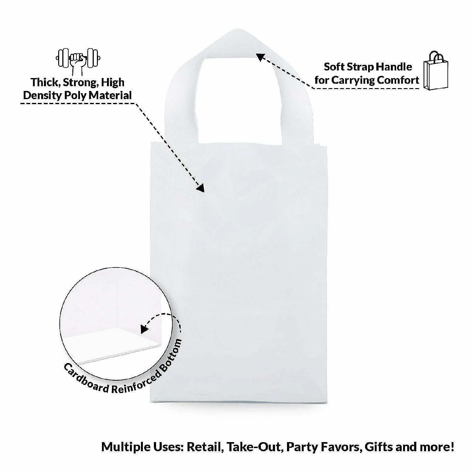 Best Sale ⭐ Plastic Bags with Handles - 10x5x13 Inch 100 Pack Medium Frosted White Gift Bags with Cardboard Bottom, Merchandise, Small Business, Boutiques, Take Out 🎁 3 Best Sale ⭐ Plastic Bags with Handles - 10x5x13 Inch 100 Pack Medium Frosted White Gift Bags with Cardboard Bottom, Merchandise, Small Business, Boutiques, Take Out 🎁 - Image 3