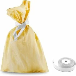 New ⭐ Prime Line Packaging- Extra Large Sheer Fabric Pouches with Satrin Ribbon Tie, Gold Sachet Mesh Cloth Bags in Bulk for Business - 50 Pack 16x42 Inch 🧨