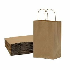 Promo β Prime Line Packaging- Small Brown Kraft Paper Gift Bags with Handles, 8x4x10 inch 50 Pack π
