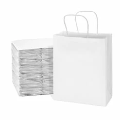 Wholesale π Prime Line Packaging- White Paper Bags with Handles β 8x4x10 inches 400 Pcs. Paper Shopping Bags, Bulk Gift Bags π