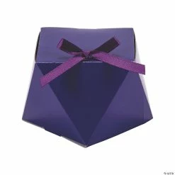 Best Pirce 👏 Purple Geometric Favor Boxes with Bow - 12 Pc. 😀