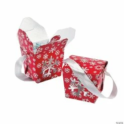 Party Bags & Containers Shop 6 Discount π€© Red & White Snowflake Takeout Boxes - 24 Pc. π₯