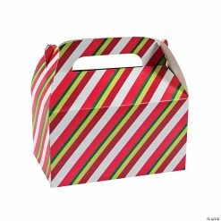 Wholesale 🌟 Red, Green & White Stripe Treat Boxes - 12 Pc. ⭐