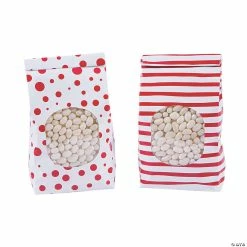 Flash Sale 👏 Patterned Tin Tie Treat Bags with Window - 12 Pc. 🧨