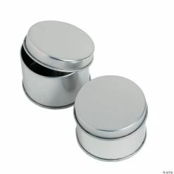 Flash Sale π Round Silvertone Tins Favor Containers - 24 Pc. π
