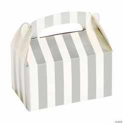 Deals 😉 Silver Foil Striped Favor Boxes - 12 Pc. 🎉